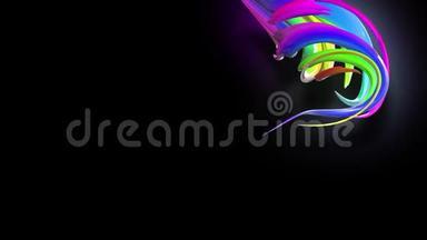 彩色的彩带从镜头前飞过. 流扭曲的彩虹色渐变条纹作为创作背景.. 使用